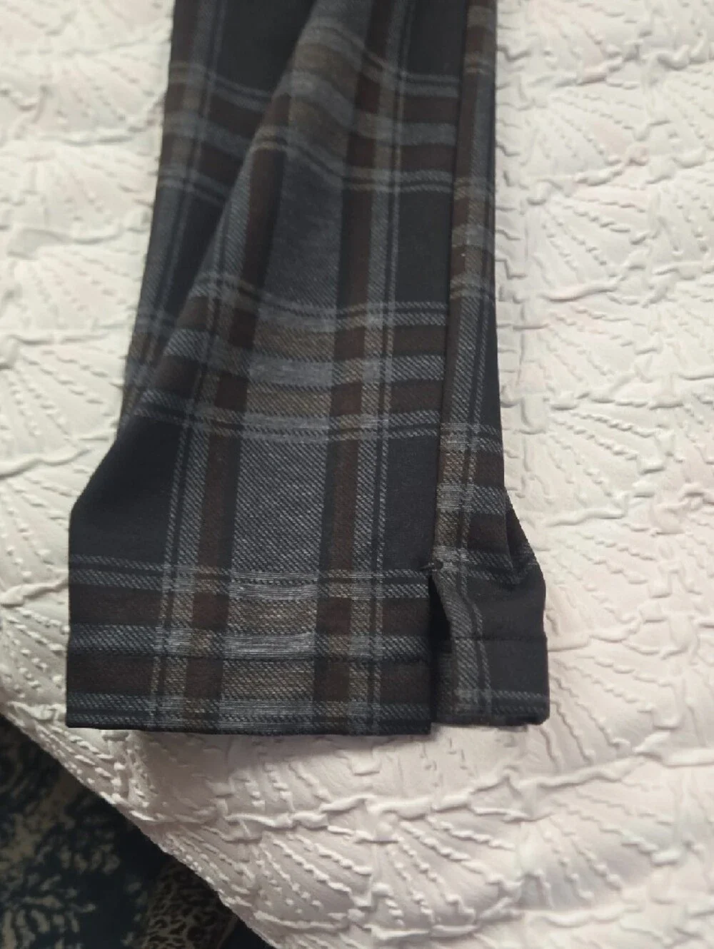 Christian Siriano Black, Brown, and Gray Plaid Trousers